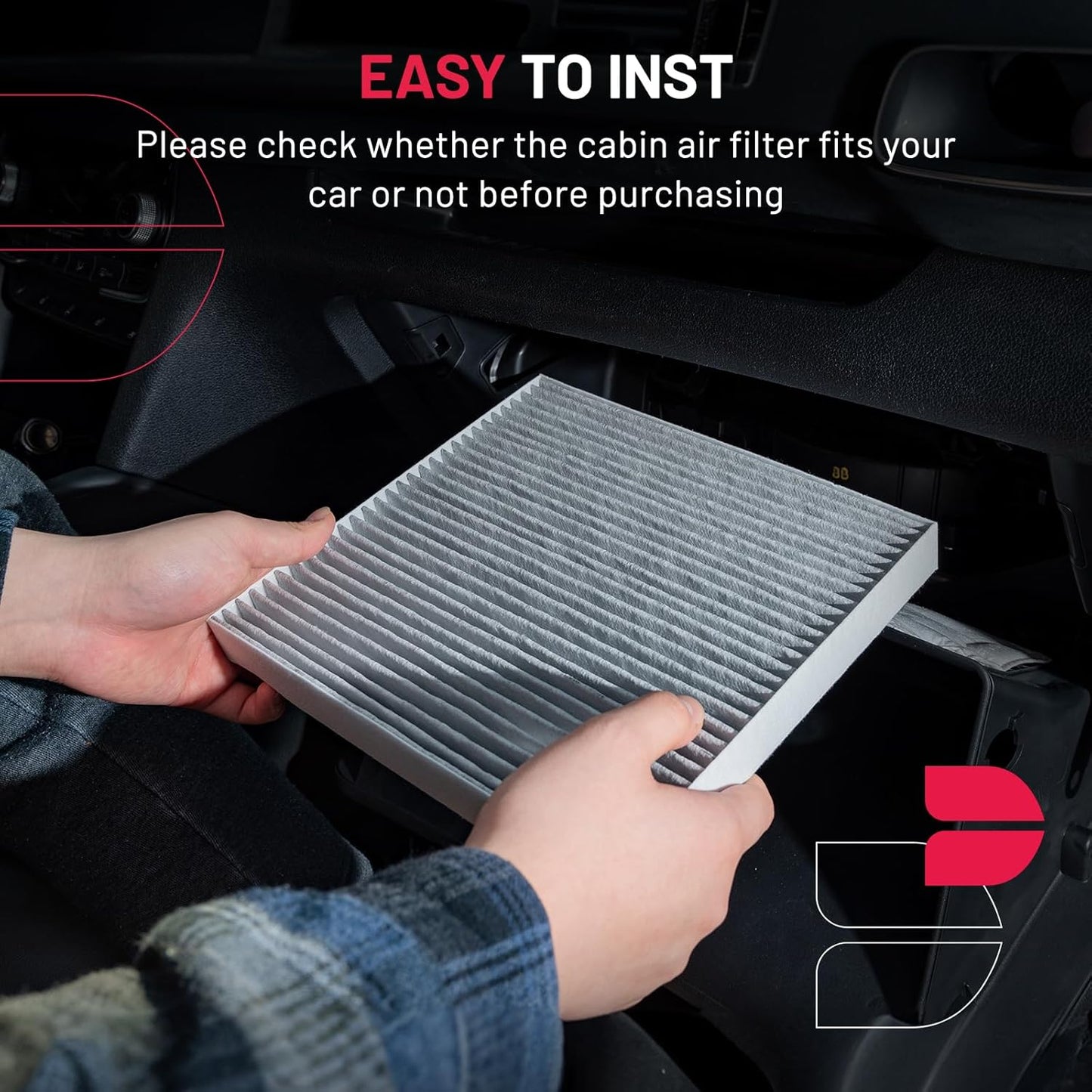 BDFHYK CF12161 Cabin Air Filter with Activated Carbon Compatible with Kia 2016-2020 Sorento 3.3L V6/ 2.4L l4, 2016-2018 Sorento 2.0L l4, Replace# CAF1949P, WP10370, LA1630, 97134C6900