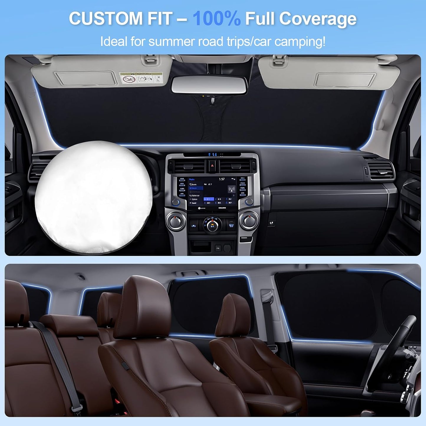 6pcs Car Window Shades for Toyota Tundra 2022-2025 Accessories,Windshield Side Rear Full Sunshade,Sun Visor UV Blocking, Privacy Protection and Blackout for Camping Outdoor