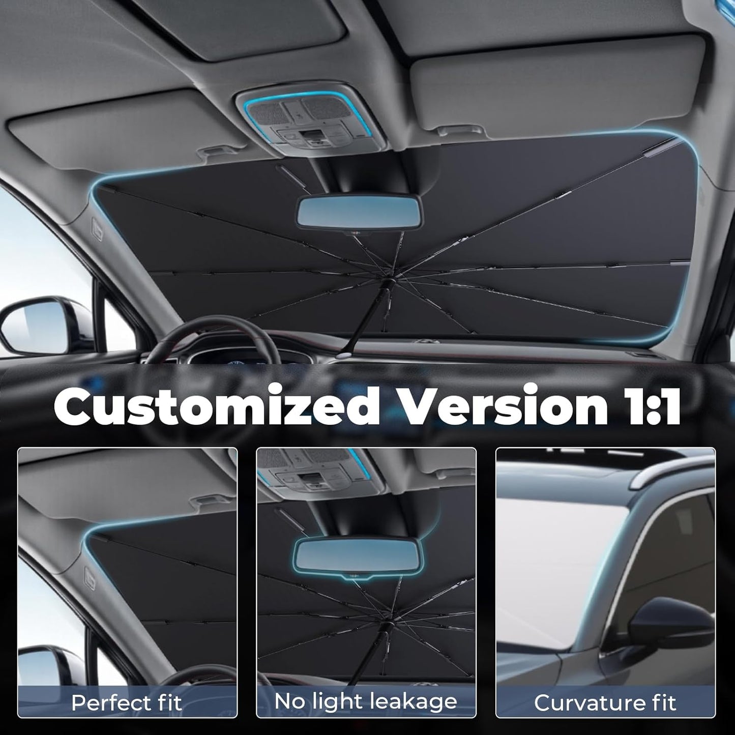 Windshield Sun Shade Umbrella: for Volvo XC60-2018-2024 - Front Custom Car Window Shades - Foldable XC 60 Sunshades Block UV Keep Cool