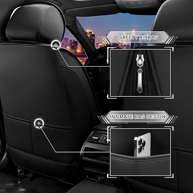 CTDS Car Seat Covers for Chevy Trax 2015-2026, Stylish Sport Seat Cover, Premium Nappa Leather Car Seat Cover. Automobile Seat Covers Sets.(Luxury 5 Seats/Black)