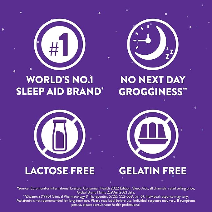 ZzzQuil Pure Zzzs, Melatonin Sleep Aid Gummies with Lavender, Valerian Root and Chamomile, Natural Wildberry Vanilla Flavor, Non-Habit Forming, Drug-Free, 24 Gummies (Pack of 4)
