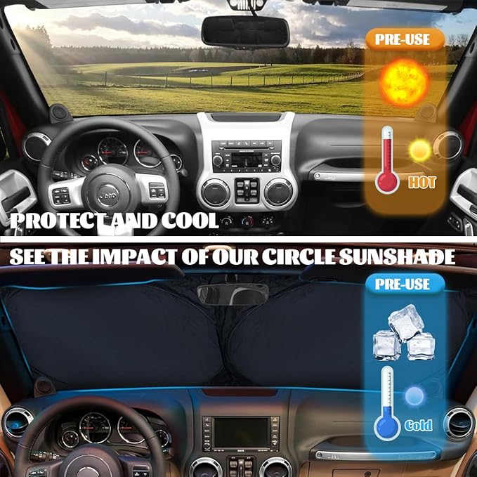 Bald Eagle American Flag Car Windshield Sunshade Folding, UV Rays Sun Shade Visor Protector, Universal Fit for SUV, Truck, Sedan, Easy to Install and Remove