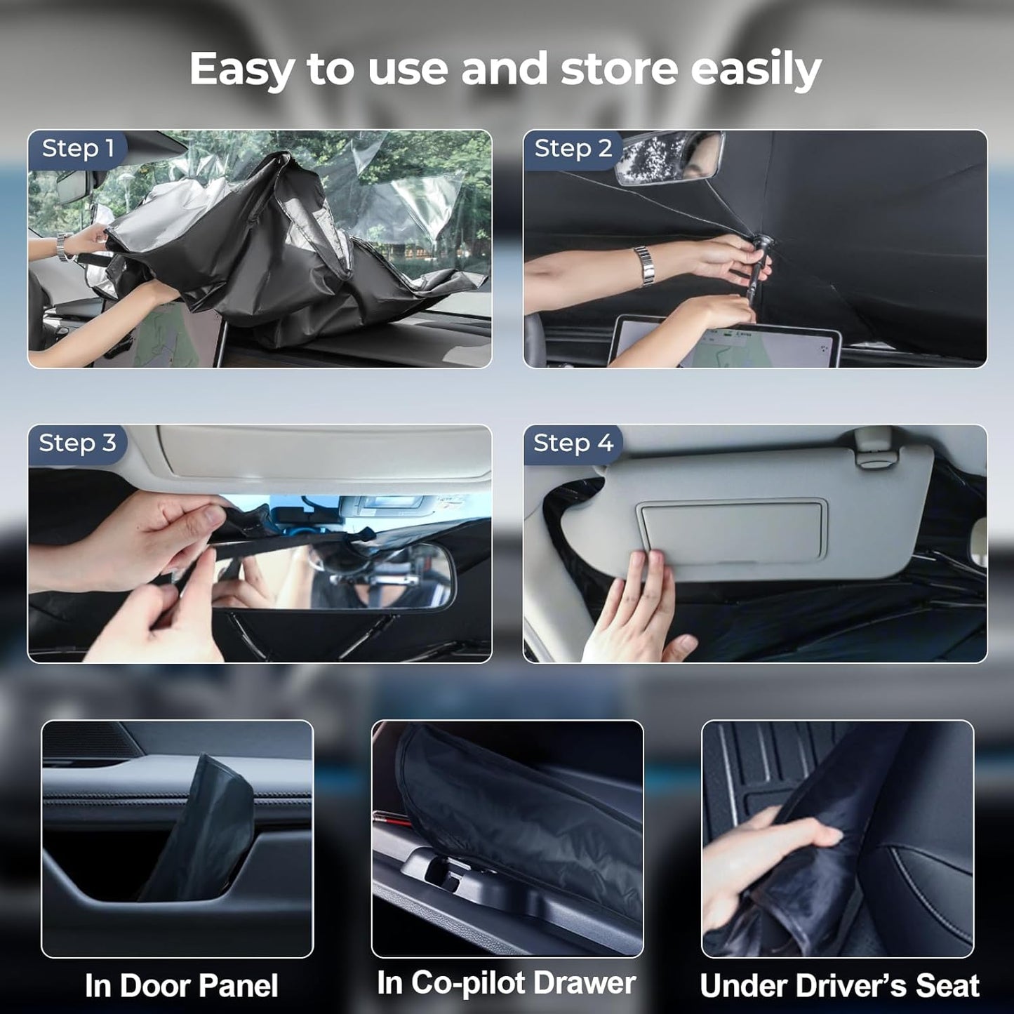Windshield Sun Shade Umbrella for 2010-2025 Dodge RAM 2500/3500 Accessories: Custom Fit 240T Silver, Double Thickened, Foldable Window Sunshade, Ultimate 99% UV Blocking for Tradesman, Big Horn