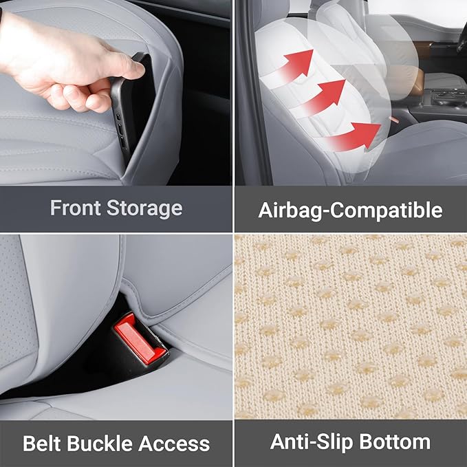 Coverland Custom Fit Car Seat Covers for Car Compatible with [Accord, Focus, Sonata, Avalon, C-Class, E-Class] Premium Waterproof Non-Slip Interior Seat Protector [Full Set Gray- Size Chart X58]