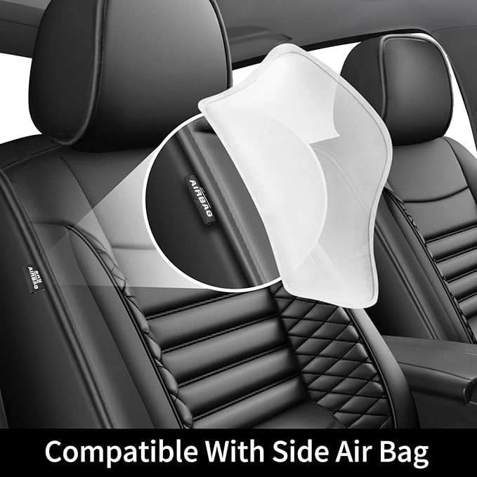 Fit Santa Cruz Car Seat Covers for Hyundai Santa Cruz 2022-2025 2026-Upgraded Premium Waterproof & Breathable Leather, Airbag Compatible, All-Weather Seat Cushion Protector (Full Set, Black)