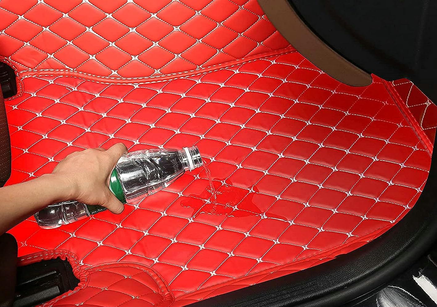 Custom Artificial Leather Waterproof All-Weather Car Floor Mats Fit for 99% Sedan SUV Sports Car Vehicle Car Mat (White Black White)