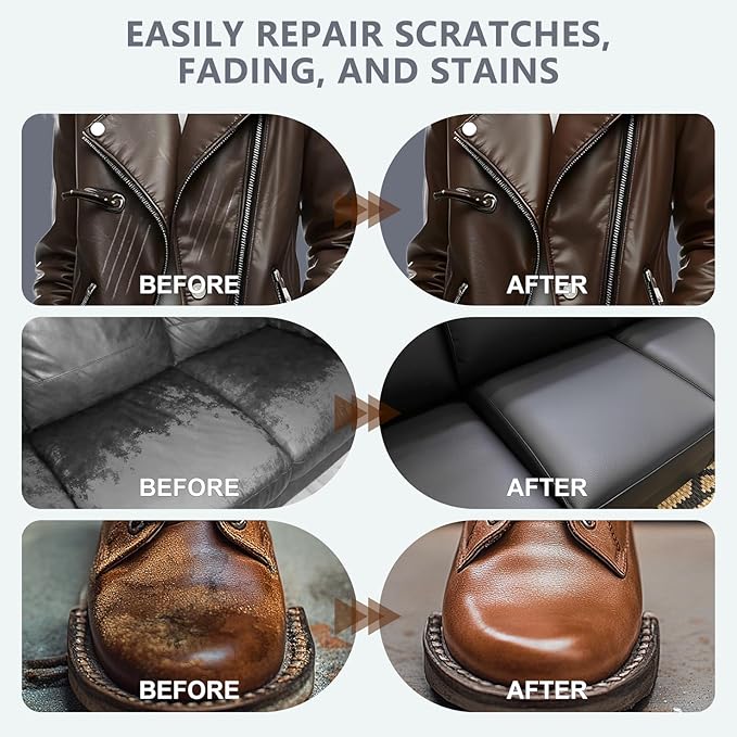 Leather Recoloring Balm with 100ml Mink Oil Conditioner | Beige Repair Kit, Dye & Color Restorer for Furniture, Sofa, Car Seats, Bags | Restore Faded & Scratched Surfaces