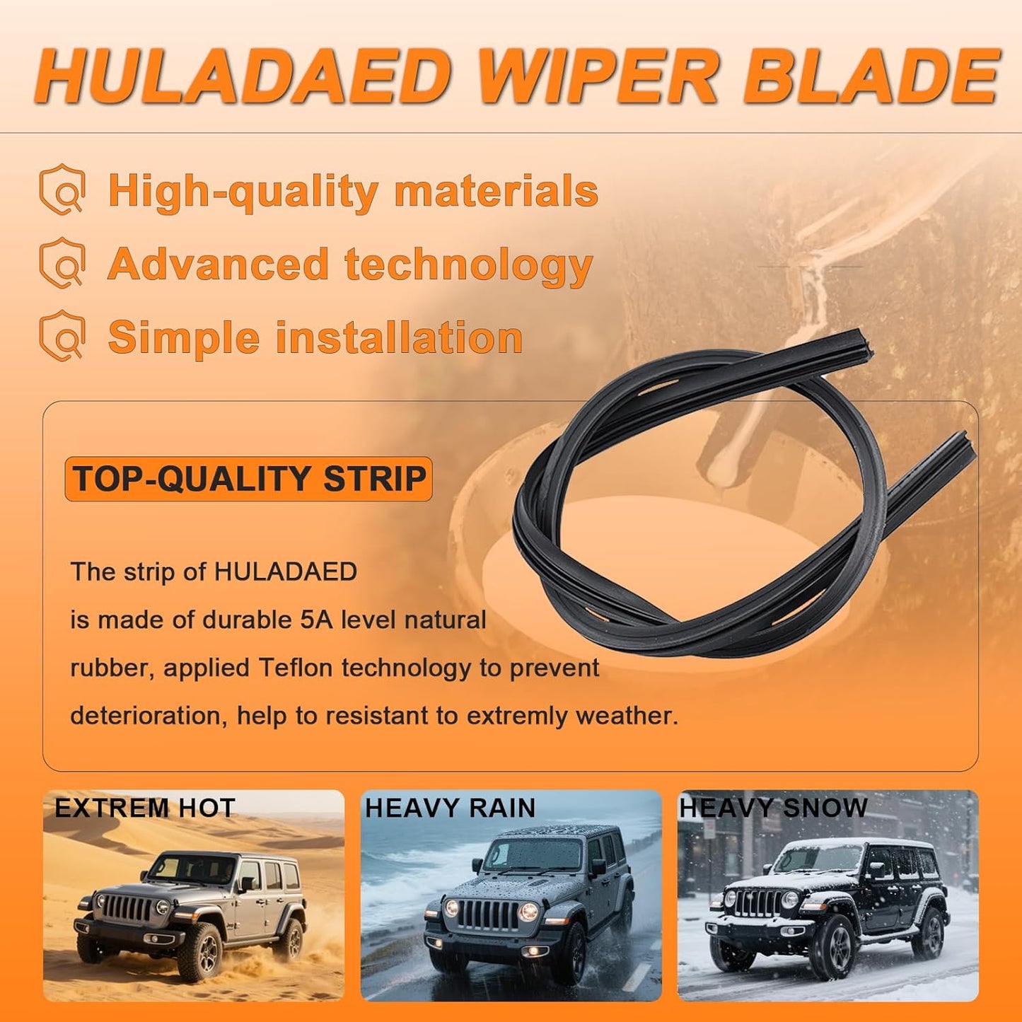 HULADAED® 24''+20''+10'' Windshield Wipers Replacement for GMC Acadia 2023-2017,Silicone Front Rear Wiper blades for MY Car-All Weather & Quiet(3 PACK)