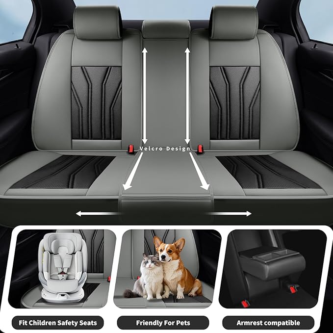 Fit Accord Car Seat Covers Premium Leather for Honda Accord 2012-2025 2026. Waterproof， Breathable, Scratch-Resistant & All-Weather Seat Cushion Protector（Front Seat,Gray&Black