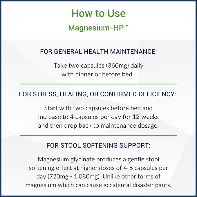 Magnesium-HP | Ultra Pure Glycinate with Zero Fillers | 180 mg Magnesium Glycinate | 60 Servings