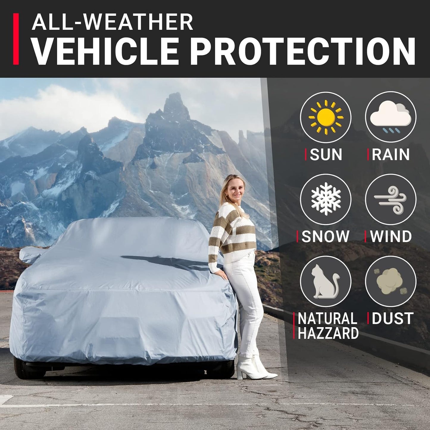 iCarCover Premium Car Cover for 1988-1994 Pontiac Sunbird 2-Door Heavy Duty Waterproof All-Weather Automobiles Custom Fit Indoor Outdoor UV Snow Protection Covers with Straps and Bag