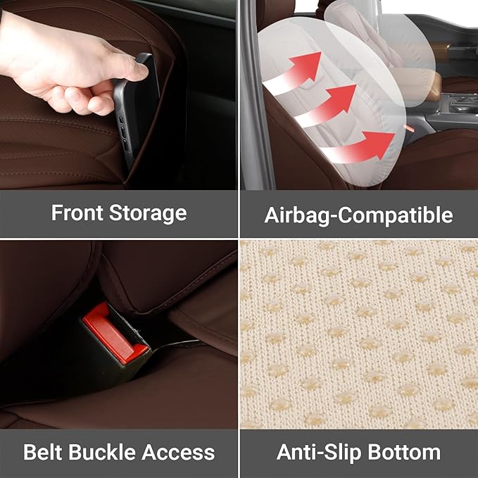 Coverland Custom Fit Car Seat Covers for Car Compatible with [TL, Verano, 300 Series, Charger, Accord, Crosstour] Premium Waterproof Non-Slip Interior Seat Protector [Full Set Dark Brown - Chart X73]