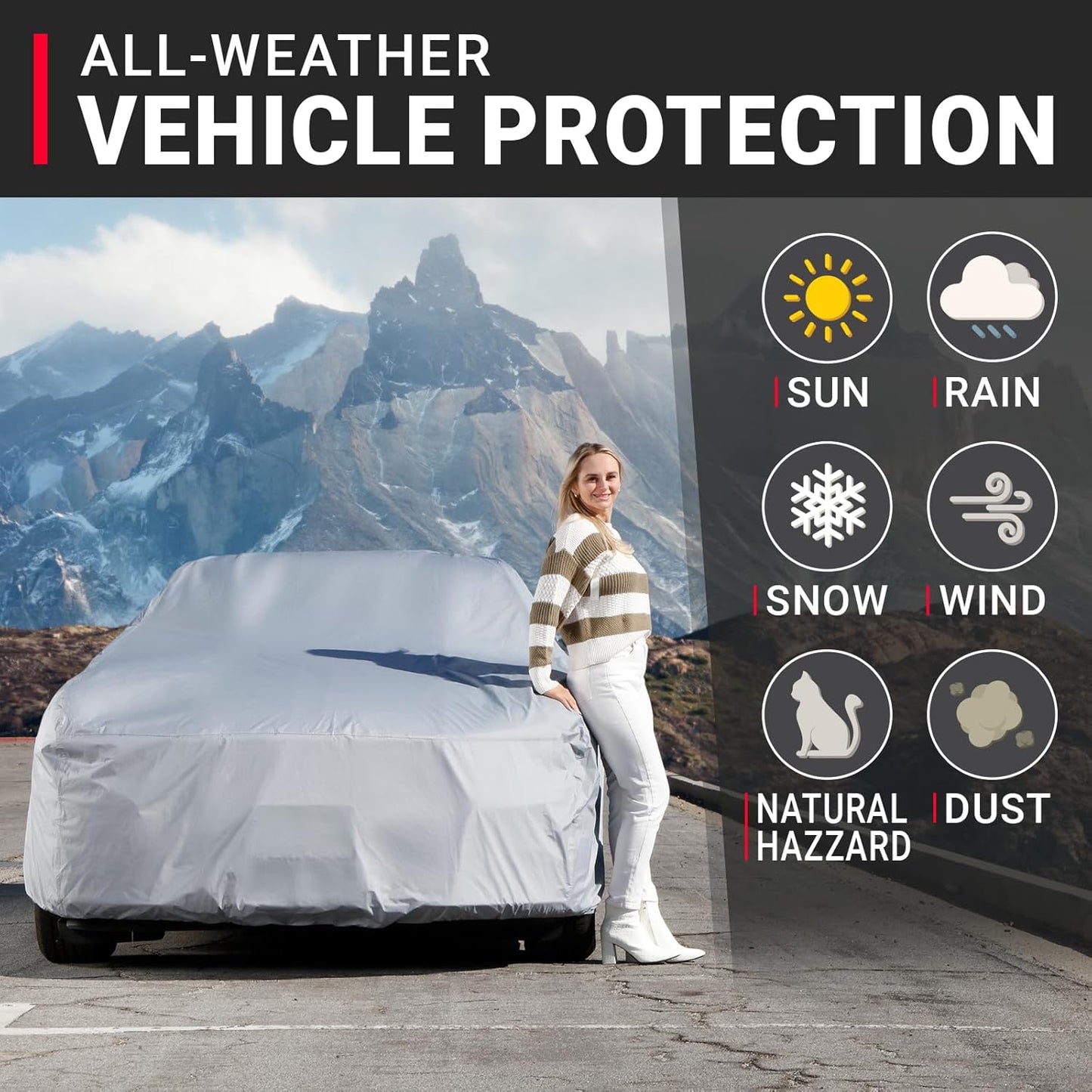 iCarCover Premium Car Cover for 1967-1973 Chevy Camaro Z28, SS Heavy Duty Waterproof All Weather Automobiles Custom Fit Indoor Outdoor UV Snow Protection Covers with Straps and Bag