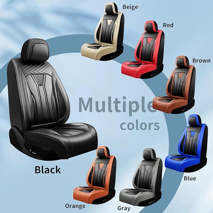 Fit Tucson Car Seat Covers Compatible with Hyundai Tucson 2010-2026, Premium Leather Breathable, Wear Resistant, Airbag Compatible, All-Weather Protection & Full Coverage, Full Set Gray&Black