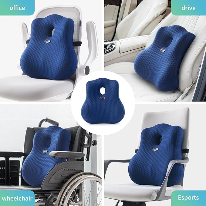 seeknow Lumbar Support for Chair Back Support for Couch Lumbar for Car Office Chair Back Cushion for Lower Back Pain Memory Foam Back Rest for Desk Chair, Recliner, Car Seats