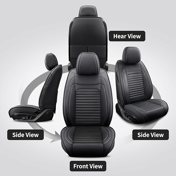 Front Seat Covers Fit for Toyota Tacoma 2001-2026, Truck Seat Covers Front Seats, Breathable Faux Leather Automotive Seat Covers Front Pair Anti-Slip Seat Cover(Black, Front)