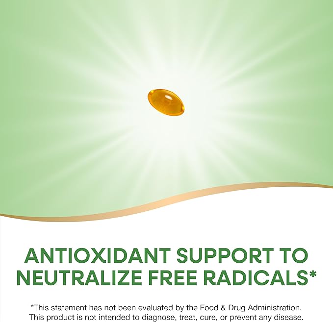 Nature’s Way Vitamin E D-Alpha Tocopherol - 268 mg per serving - Antioxidant – Essential Nutrient for Heart Muscle Cells* - Gluten Free - 100 Softgels
