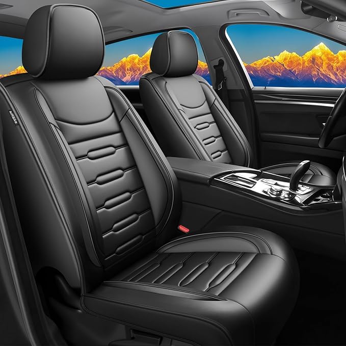 Fit Sonata Car Seat Covers for Hyundai Sonata 2004-2024 2025 2026 - Upgraded Premium Waterproof & Breathable Leather, Airbag Compatible, All-Weather Seat Cushion Protector (Full Set, Black)
