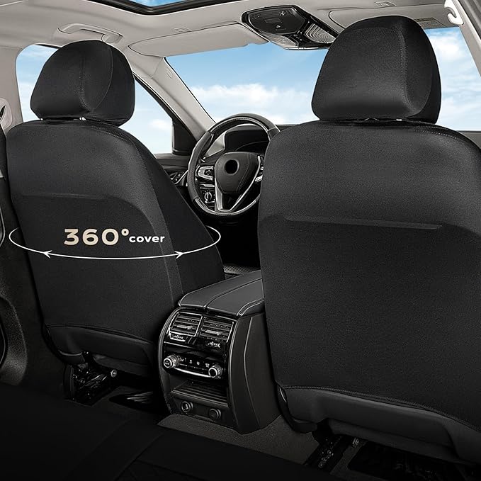 Coverado Car Seat Covers Full Set, Automotive Leather Seat Covers for Car，Universal Fit Front Back Seat Cover, Non-Slip Waterproof Breathable Car Seat Protector