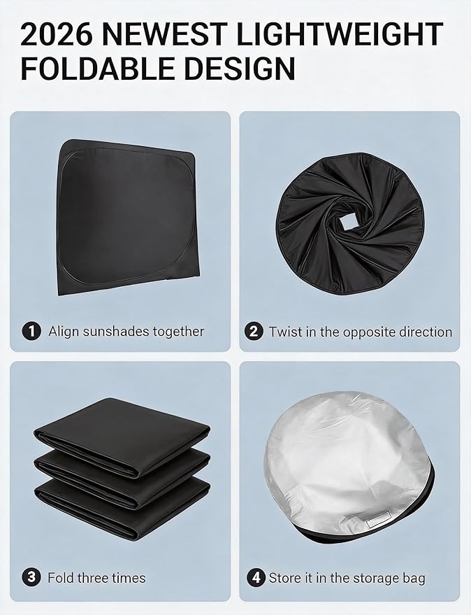 Proadsy 2026 Upgrade Front Windshield Sun Shade Foldable Sunshade Protector Custom Fit 2016-2025 2026 Pilot EX-L Special Edition Elite Black Edition Touring Accessories