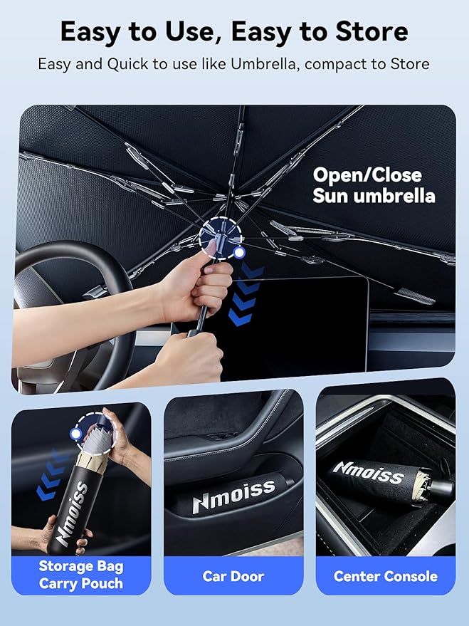 Windshield Sun Shade Umbrella for BMW - [Vinyl Coating Heat Shield] Protect Car from Sun Rays & Heat Damage Keep Cool and Protect Interior