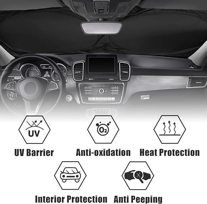 Strawberry Car Windshield Sun Shade Foldable Sunshade Front Window Cover Sun Visor Protector Accessories (59x27.5 inches)