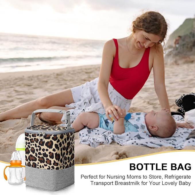 Accmor Breastmilk Cooler Bag, Baby Bottle Cooler Bags, Insulated Bottle Cooler Tote Bags On The Go, Fits 4 Large 8oz Bottles, for Nursing Mom Daycare Travel