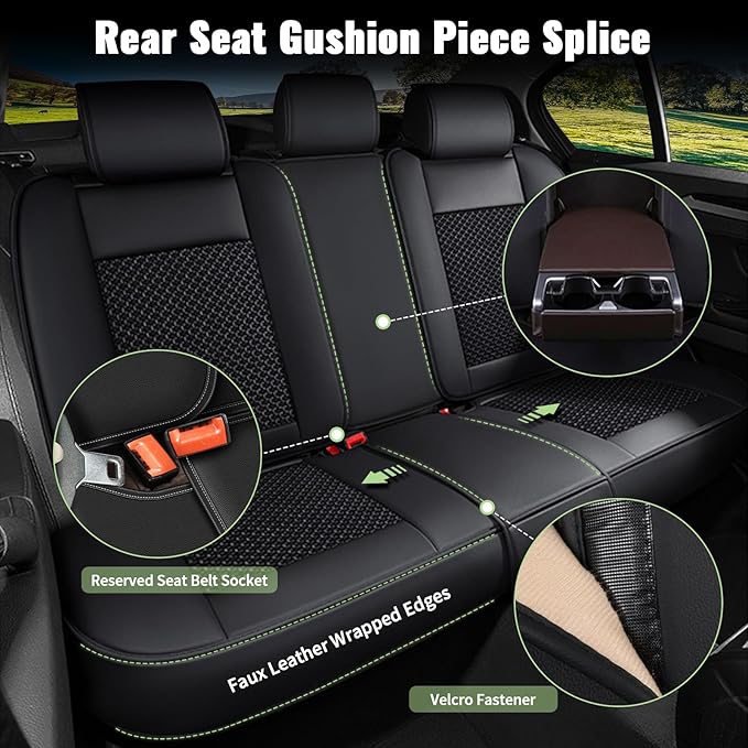 Car Seat Covers Full Set for Mazda 3 2007-2019, Mazda3 Breathable Cooling Ice Silk Leather Car Seat Covers, 5 Seats Vehicle Seat Protector Seat Cushion Auto Accessories (Black)