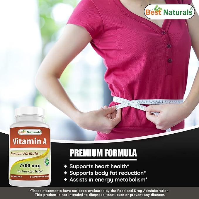 Best Naturals Vitamin A 25000 IU (7500 mcg), Non-GMO Formula Supports Healthy Vision & Immune System and Healthy Growth & Reproduction, 180 Softgels (180 Count (Pack of 3))