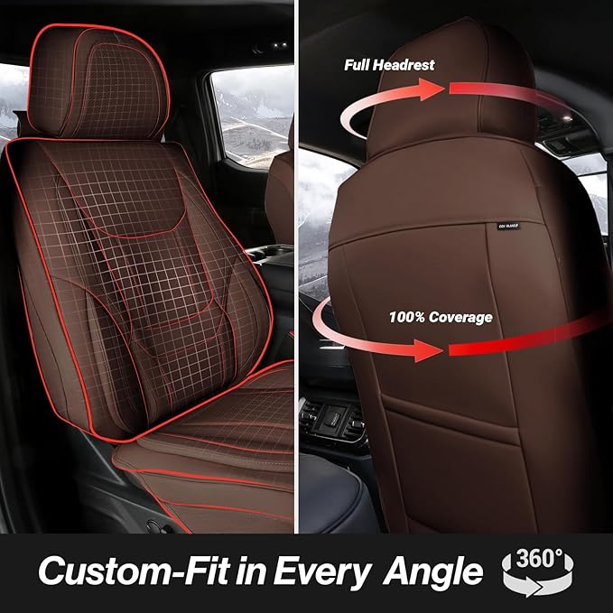 Coverland Custom Fit Car Seat Covers for Car Compatible with [2014-2022 Acura RLX] Premium Leather Non-Slip Memory Foam Waterproof Custom fit Interior Protector [Front Dark Brown- Size Chart A18]