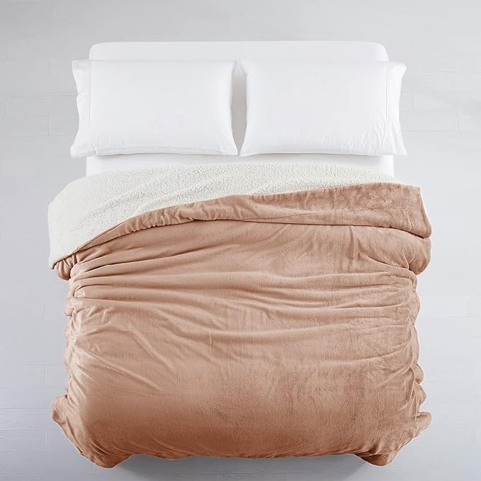 IR Imperial Rooms Camel Sherpa Blankets Queen Size for Bed - Wholesale Bulk Pack of 9 Sherpa Blankets - Soft Fluffy Throw Blanket for Hotels, Guest Bedroom, 90x90 Inches