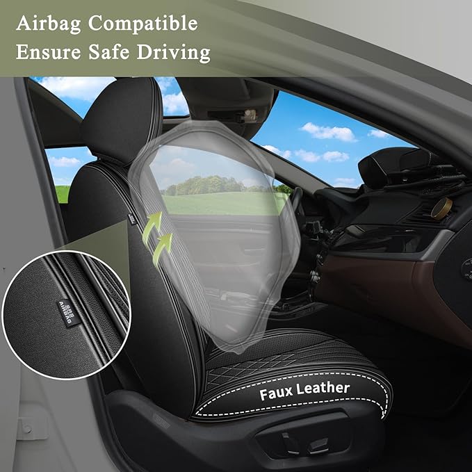 Full Set Car Seat Covers for Mazda CX5 CX-5 2013-2025 2026: Breathable Perforated Leather Seat Cover (Black)