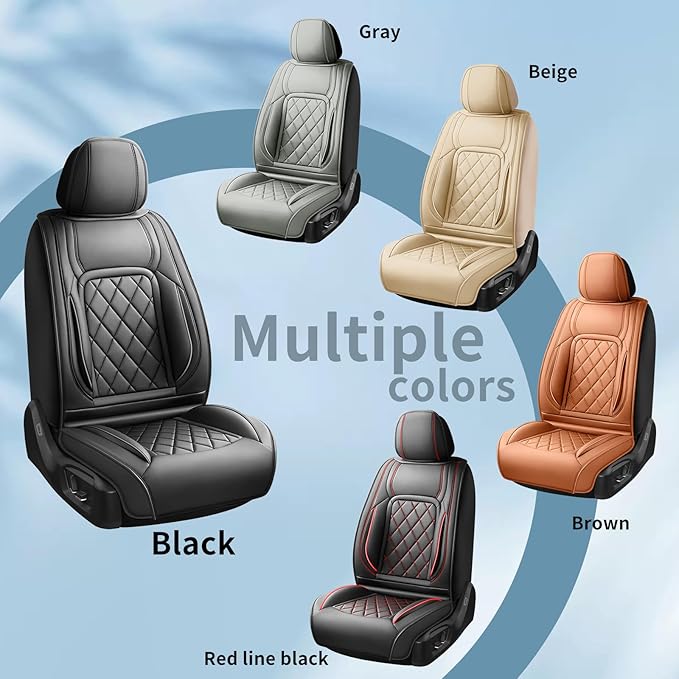 Fit HRV Car Seat Covers Compatible with Honda HRV 2016-2025 2026, Premium Leather Breathable, Wear Resistant, Airbag Compatible, All-Weather Protection & Full Coverage, Full Set Gray