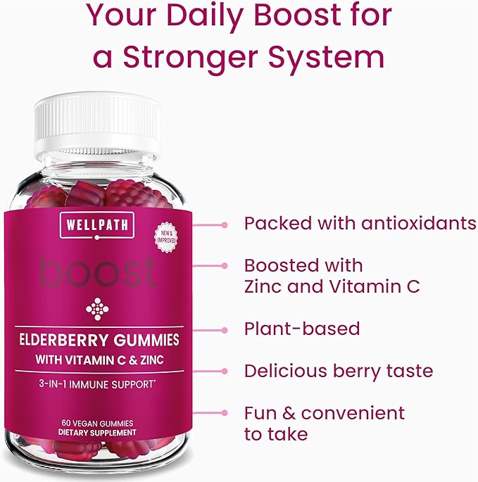 WellPath Elderberry Gummies with Zinc + Rest Valerian Root Sleep Aid for Adults with Melatonin & L-Theanine, 60 Ct Each