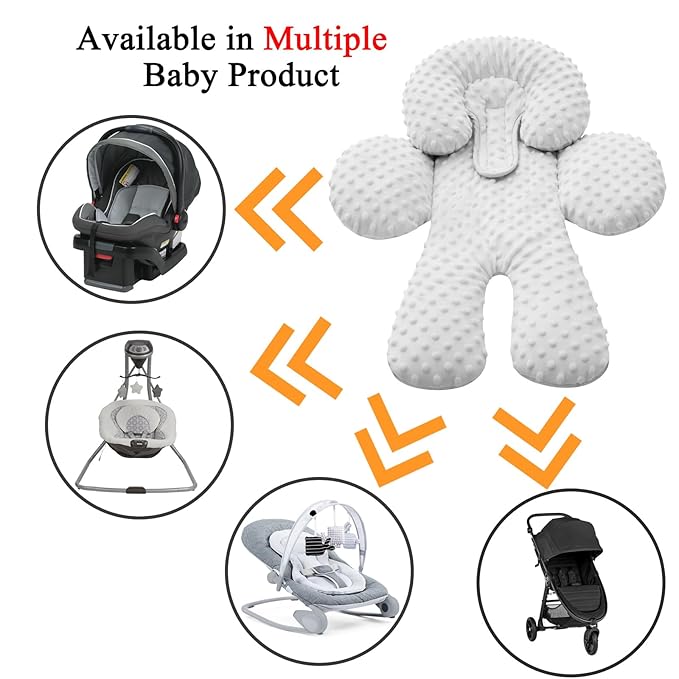 Pro Goleem Infant Car Seat Head Neck Body Support, Ultra-Soft Minky and Microfiber Newborn Car Seat Insert, Perfect for Car Seat, Stroller, 2-in-1 Reversible, for Boys and Girls, Gray
