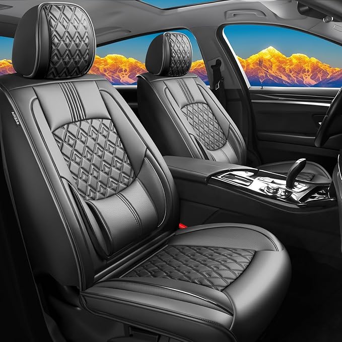 Fit Palisade Car Seat Covers for Hyundai Palisade 2000-2025 2026 - Upgraded Premium Waterproof & Breathable Leather, Airbag Compatible, All-Weather Seat Cushion Protector (Full Set, Black)