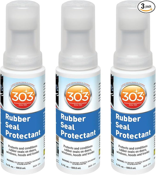 303 Products Rubber Seal Protectant – Windows, Hoods, Trunks, Rejuvenates Color & Flexibility of Old & Dry Seals, Weatherproofing & UV Protection, 3.4 fl.oz (Pack of 3)