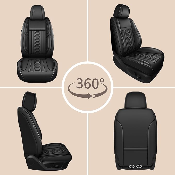 TTX LIGHTING for Hyundai Sonata 2007-2026 Seat Covers: Waterproof Leather Seat Protector with Airbag Compatible (2 Front Seats,Black)
