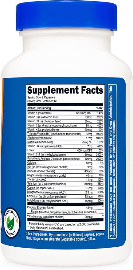 Nutricost Multivitamin with Probiotics 120 Vegetarian Capsules (3 Bottles) - Packed with Vitamins & Minerals