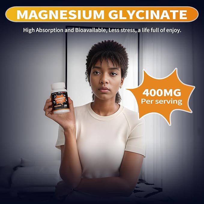 Magnesium Glycinate 400 MG per Serving 100% Chelated for High Absorption, Gentle On Stomach, Non-GMO, 180 Vegetarian Capsules