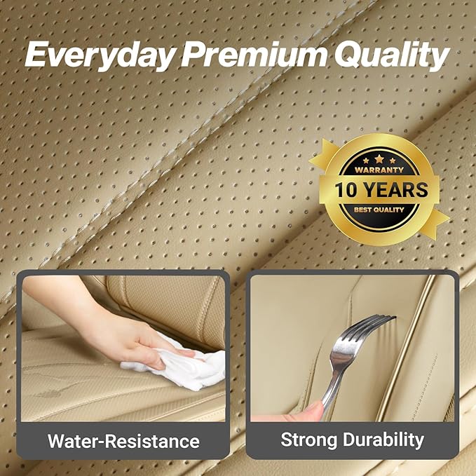 Coverland Custom Fit Car Seat Covers for Car Compatible with [Jetta, LS, Mazda626, G90, E-Class, Concorde] Premium Waterproof Non-Slip Interior Seat Protector [Front Beige - Size Chart A16]