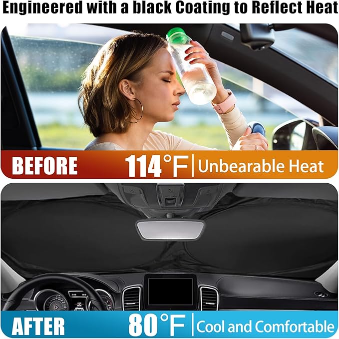 Mountains and Forest Car Windshield Sun Shade Foldable Sunshade Front Window Cover Sun Visor Protector Accessories (59x27.5 inches)