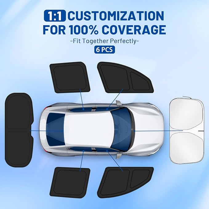 Car Window Shades Intended for Nissan Altima 2019-2024, Privacy Window Covers 6PCS for Side, Rear & Windshield, Car Shield Sunshade for Privacy Protection, Heat Blocking, Camping and Parking