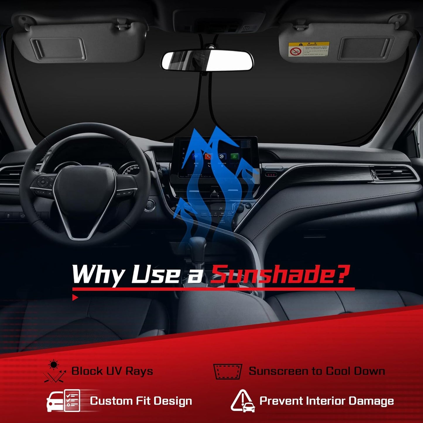 ARISMOTOR Windshield Sun Shade for Kia EV6 2022-2025 2026, Custom Fit Foldable Front Window Sunshade Sun Visor Protector, Block UV Rays Keep Your Car Cooler