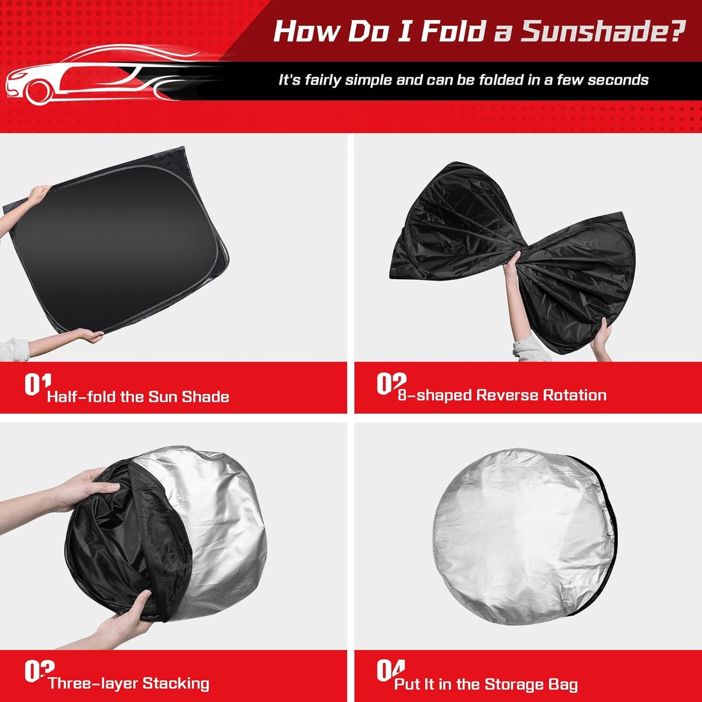 ARISMOTOR Windshield Sun Shade for Hyundai Kona 2018-2023, Custom Fit Foldable Front Window Sunshade Sun Visor Protector, Block UV Rays Keep Your Car Cooler