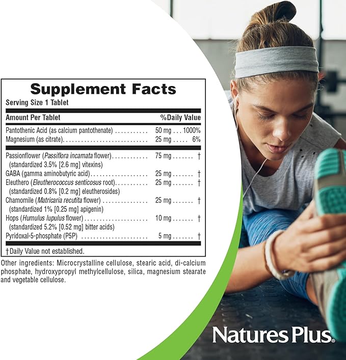Natures Plus Kalm-Assure - 60 Bi-Layered Tablets - Supports Relaxation with Passionflower, GABA, Chamomile & Magnesium - Gluten Free & Vegan - 60 Servings