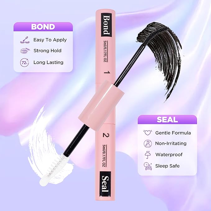 Lash Extension Kit DIY Lash Clusters Kit Eyelash Extensions Individual Lashes Extensions with (Bond,Seal,Tweezers,240Pcs,150D+200D, 0.07D,10-18)