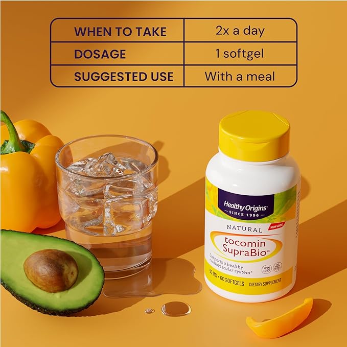 Healthy Origins Tocomin SupraBio (Tocotrienols), 50 mg - Supports Heart Health & Cardiovascular System - Tocotrienol & Vitamin E Supplement - Gluten-Free Skin Support - 150 Softgels