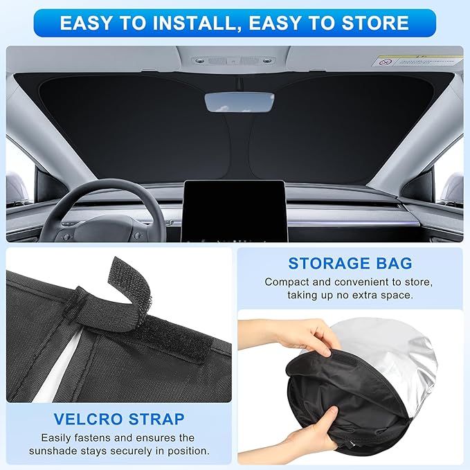 INSAUTO Custom Fit Windshield Sun Shade Accessories for Hyundai Elantra 2017-2020, Foldable Front Window Sunshade, UV & Heat Reflector, Keeps Interior Cool, Includes Storage Bag