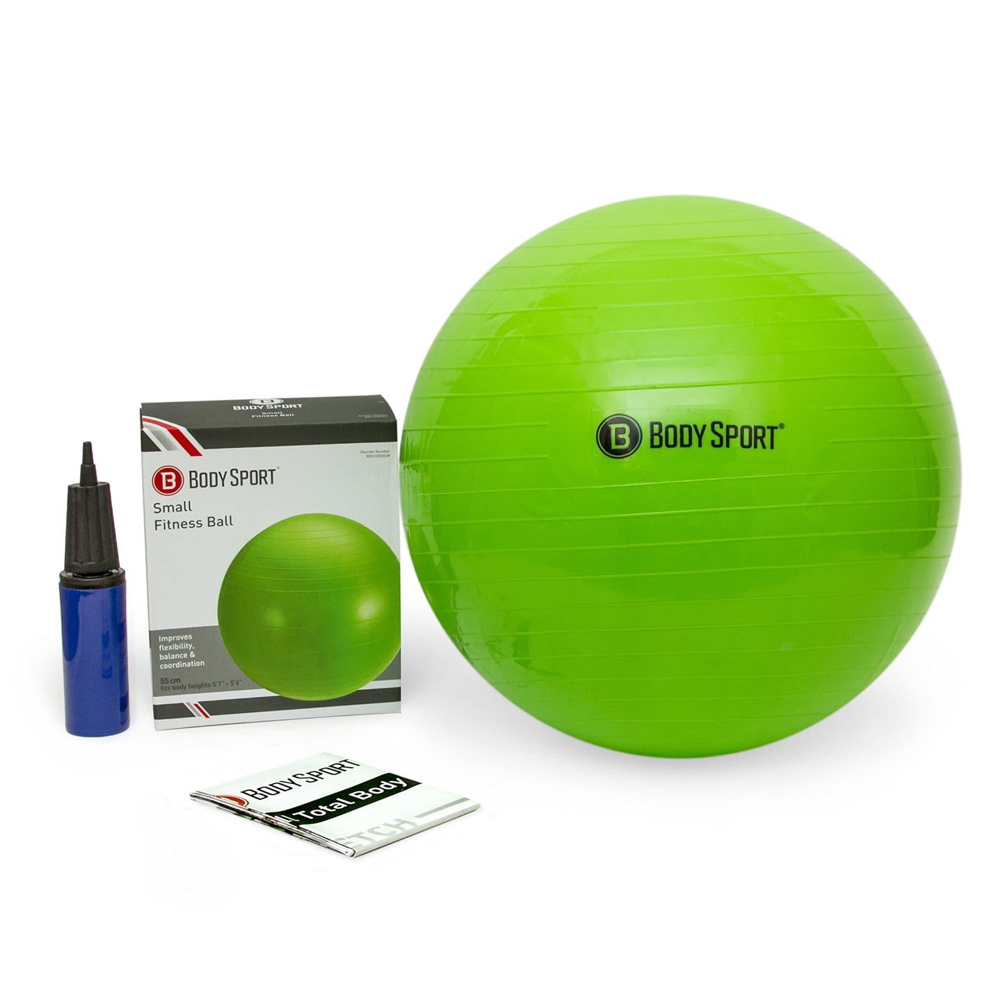 Body Sport Slow Release 55cm Exercise Ball with Pump, Gym Equipment for Home or Office, Stability Fitness Ball, Pregnancy Ball, Core Strength Training Equipment